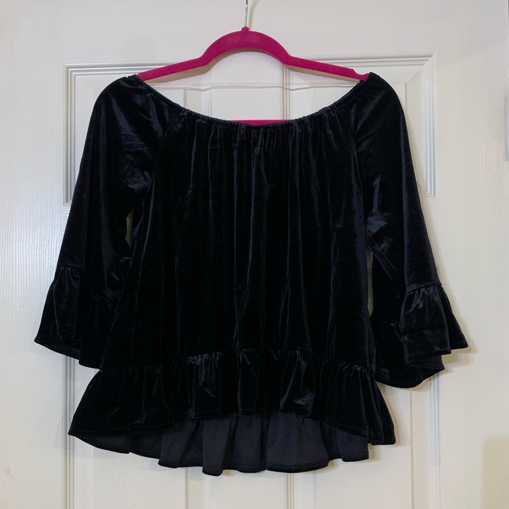 Sanctuary black velvet off the shoulder Julia Top